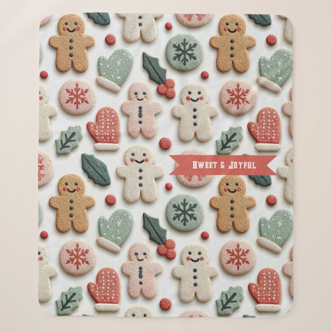 Cobertor Sherpa Padrão de Biscoito de Natal Fofo (Frente)
