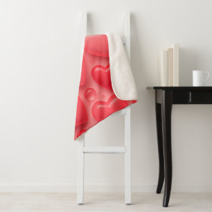 Cobertor Sherpa Padrão de bolhas de cor rosa e vermelho