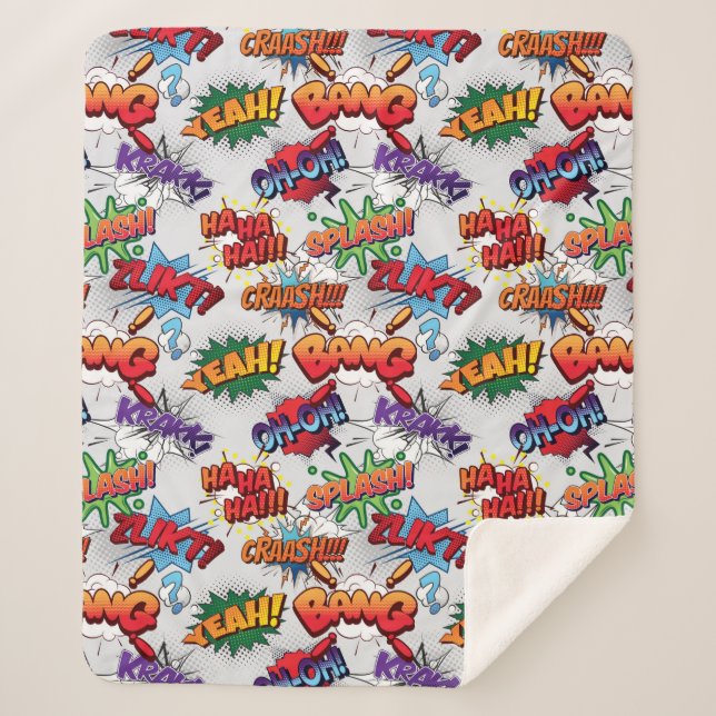 Cobertor Sherpa Padrão de Bolhas de Super Herói (Frente)