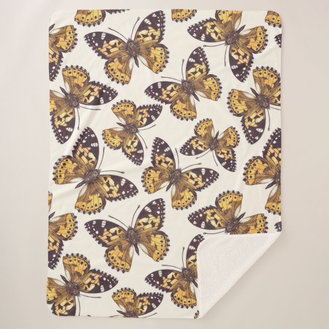 Cobertor Sherpa Padrão de borboleta-dama pintada (Frente)