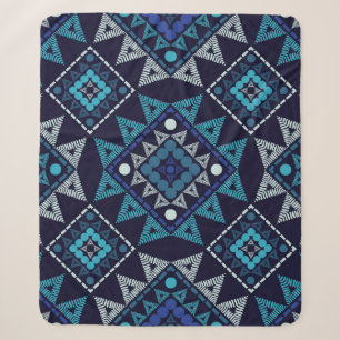 Cobertor Sherpa Padrão de Bordado de Boho Étnico Sem Costura