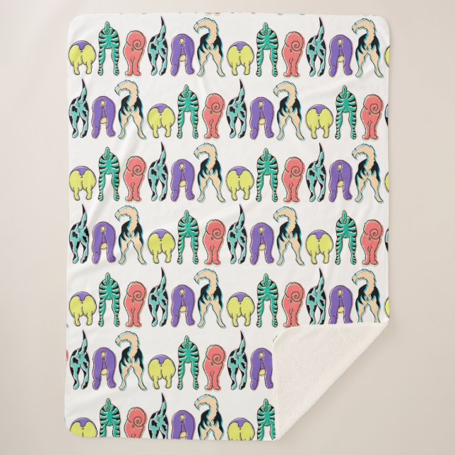 Cobertor Sherpa Padrão de Bumbuns de Cães Coloridos (Frente)