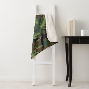 Cobertor Sherpa Padrão de Camuflagem Verde, Padrão Militar, Exérci
