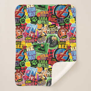 Cobertor Sherpa Padrão de Caracteres de Super Herói Miraculoso
