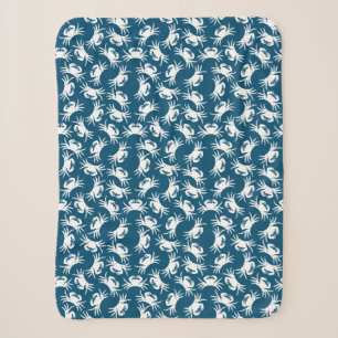 Cobertor Sherpa Padrão de Caranguejo Branco e Azul