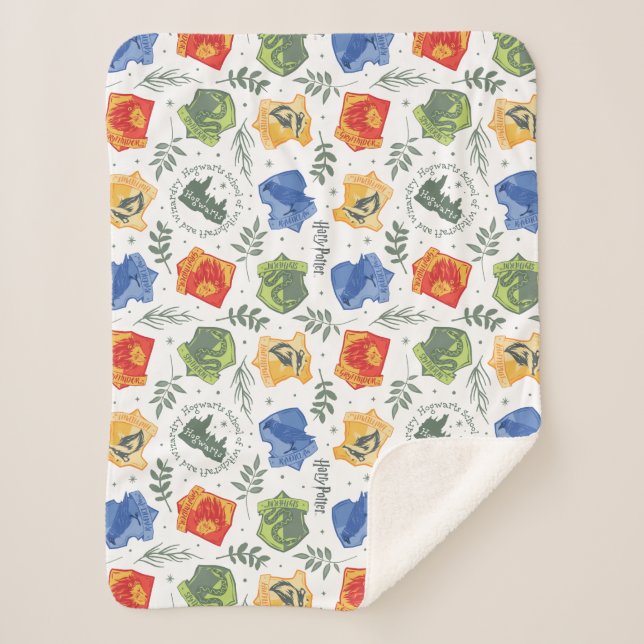 Cobertor Sherpa Padrão de casas HOGWARTS™ da Herbologia Mágica (Frente)