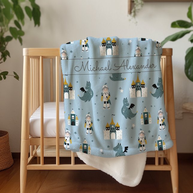 Cobertor Sherpa Padrão de Cavaleiros e Dragões Sherpa Blanket (Criador carregado)