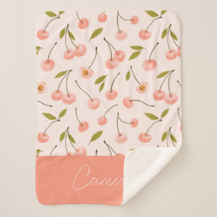 Cobertor Sherpa Padrão de Cereja de Aquarela