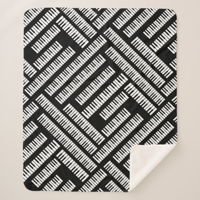 Cobertor Sherpa Padrão de Chaves do Piano (Frente)