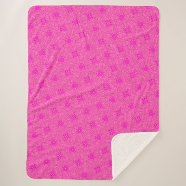 Cobertor Sherpa Padrão de círculos rosa quente (Frente)