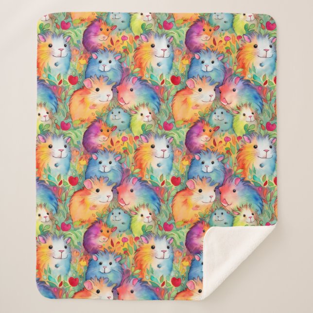 Cobertor Sherpa Padrão de cobaias (Frente)