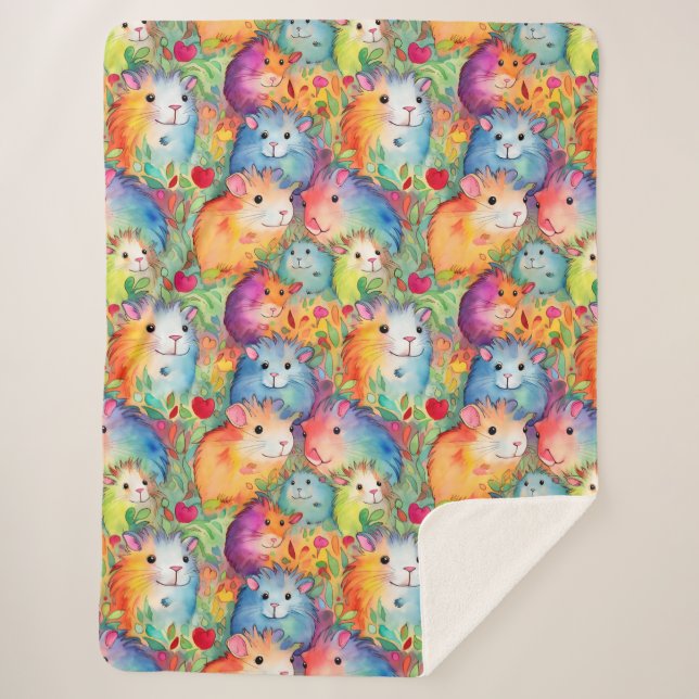 Cobertor Sherpa Padrão de cobaias (Frente)