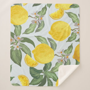 Cobertor Sherpa Padrão de colheita de Frutas tropicais de Lemon
