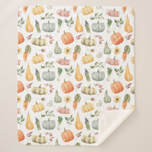 Cobertor Sherpa Padrão de Colheita de Outono de Aquarela