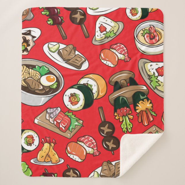 Cobertor Sherpa padrão de comida japonês uniforme (Frente)
