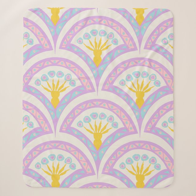 Cobertor Sherpa padrão de concha em cores pastel (Frente)