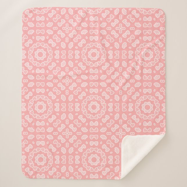 Cobertor Sherpa Padrão de Coração de Abstrato de Pêssego Claro (Frente)