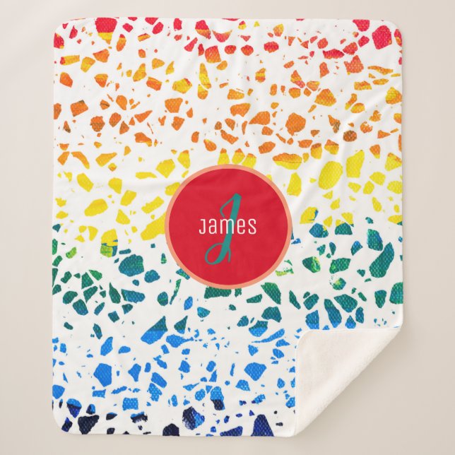 Cobertor Sherpa Padrão de cores personalizado do Abstrato Terrazzo (Frente)