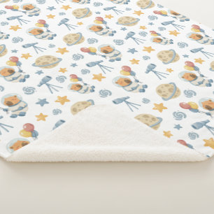 Cobertor Sherpa Padrão de Crianças Capybara Astronaut - Sherpa Bla