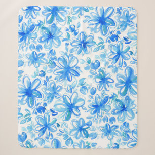 Cobertor Sherpa Padrão De Cuta De Chintz Floral De Aquarela