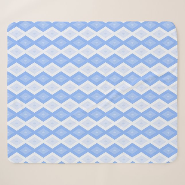 Cobertor Sherpa Padrão de diamante azul pálido (Frente (Horizontal))