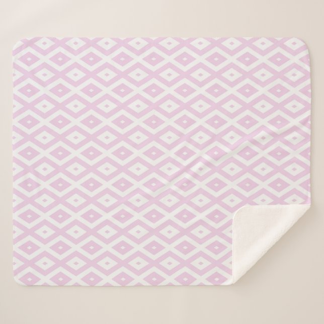 Cobertor Sherpa Padrão de diamante branco e rosa pálido (Frente (Horizontal))