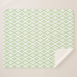 Cobertor Sherpa Padrão de diamante branco e verde claro