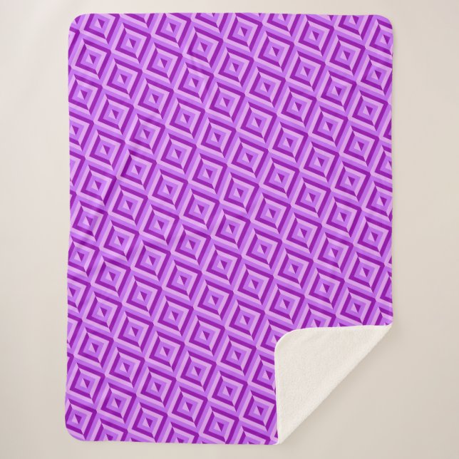 Cobertor Sherpa Padrão de Diamante de Três Tons Roxo (Frente)
