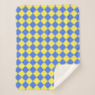 Cobertor Sherpa Padrão de diamante do verificador amarelo azul