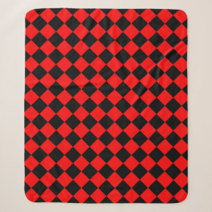 Cobertor Sherpa Padrão de Diamante do Verificador Preto Vermelho