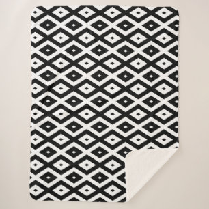 Cobertor Sherpa Padrão de diamante preto e branco