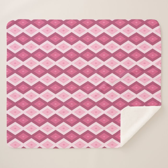 Cobertor Sherpa Padrão de diamante rosa (Frente (Horizontal))