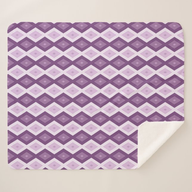 Cobertor Sherpa Padrão de diamante roxo (Frente (Horizontal))