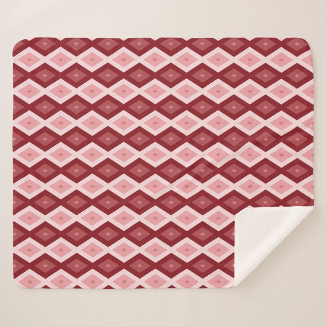 Cobertor Sherpa Padrão de diamante vermelho (Frente (Horizontal))