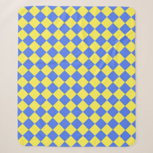 Cobertor Sherpa Padrão de diamante xadrez azul amarelo