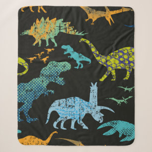 Cobertor Sherpa Padrão de Dino sem costura. Design original com t