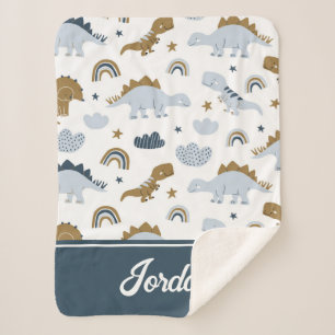 Cobertor Sherpa Padrão de Dinossauro Cotovelo