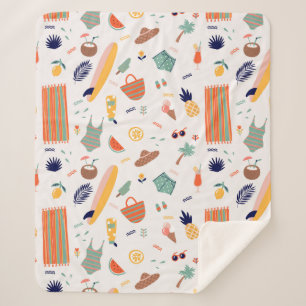 Cobertor Sherpa Padrão de Diversão de Praia Sunny