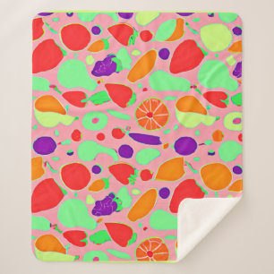 Cobertor Sherpa Padrão de Espectro Colorido e Frutífero
