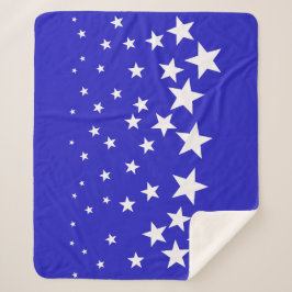 Cobertor Sherpa Padrão de estrela branca sobre fundo azul