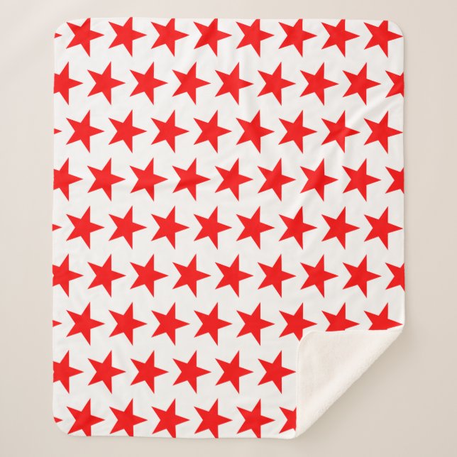 Cobertor Sherpa Padrão de Estrelas Vermelhas (Frente)
