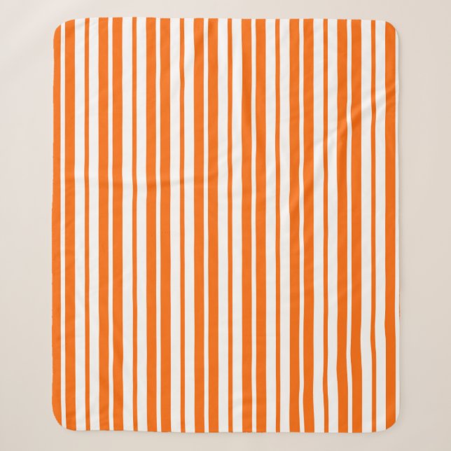 Cobertor Sherpa Padrão de Faixa Vertical Branco Laranja (Frente)