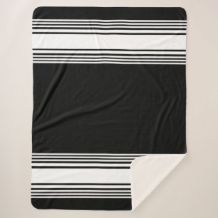 Cobertor Sherpa padrão de faixas de contraste branco na moda pret