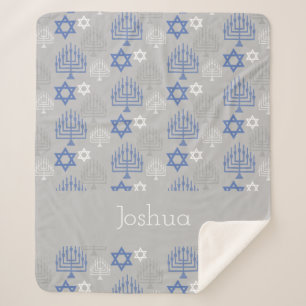 Cobertor Sherpa Padrão de Feriado Elegante Personalizado de Hanukk
