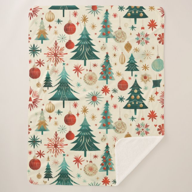 Cobertor Sherpa Padrão de Festas de Inverno Festivas (Frente)