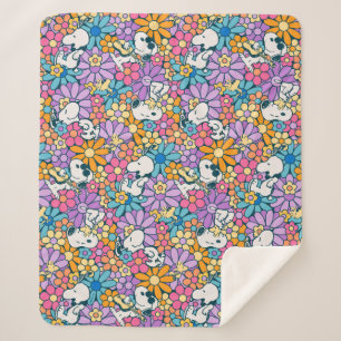 Cobertor Sherpa Padrão de Flor de Esnoopia e Woodstock