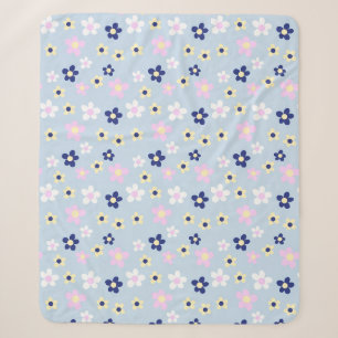 Cobertor Sherpa Padrão de Flor Simples Fofo