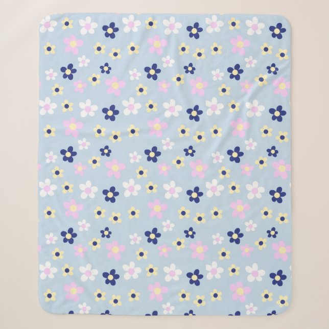 Cobertor Sherpa Padrão de Flor Simples Fofo (Frente)