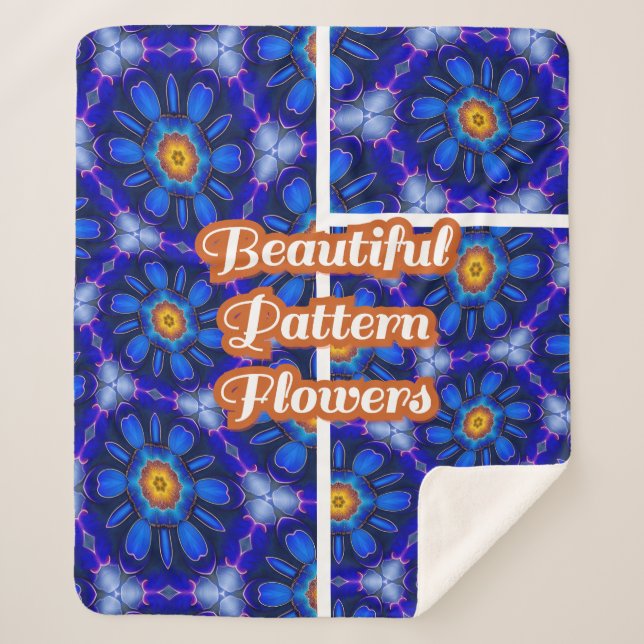 Cobertor Sherpa Padrão de Flores Azuis abstrato (Frente)
