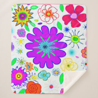 Cobertor Sherpa Padrão de Flores Coloridas